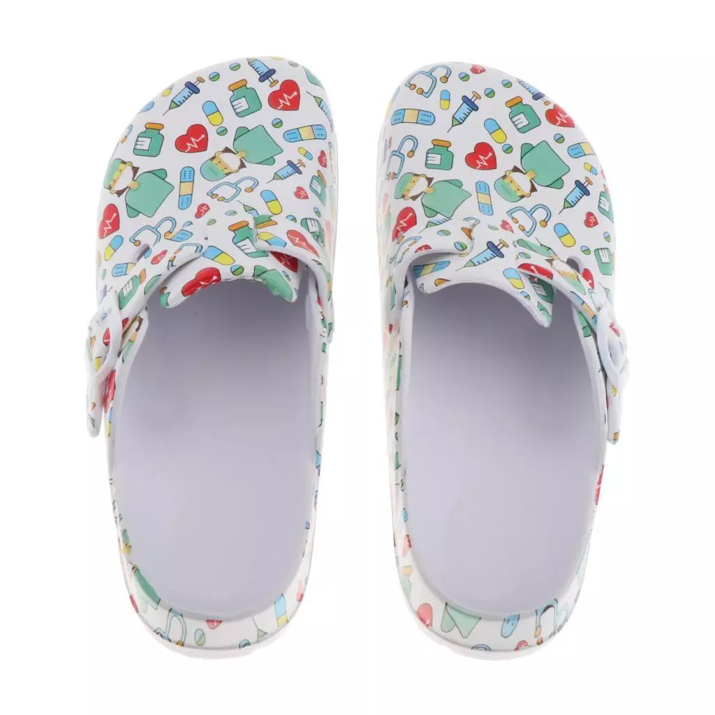 Patterned Nursing Shoes for Women Garden Shoes Waterproof Platform Slippers