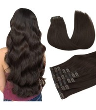 9A Seamless Clip in Human Hair Light Dark Brown 22 Inch 7pcs 110g