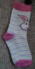 NWOT Girls Socks Bunny Easter Multicolor Sparkly Fuzzy Nose Holiday Midcalf Cute