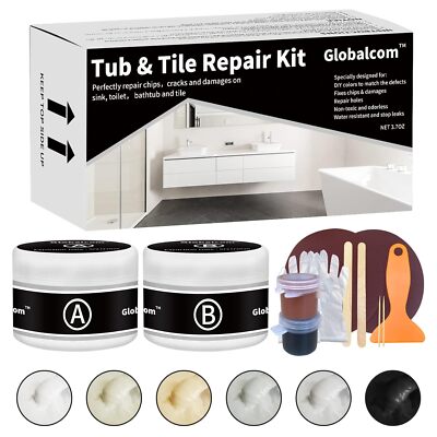 Tub and Fiberglass Shower Repair Kit (Color Match), 3.7oz Porcelain Repair... 