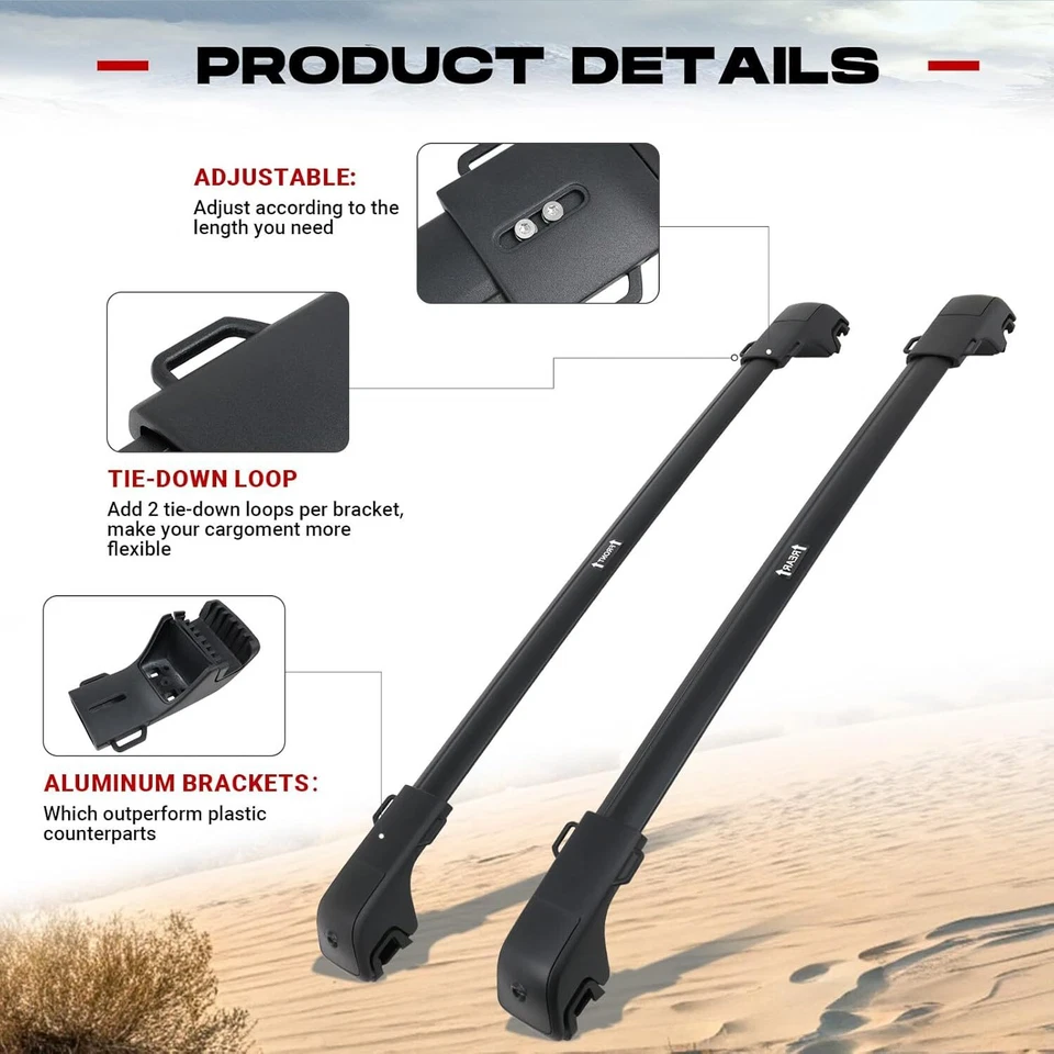 Barras transversales portaequipajes de techo 260 lb para Toyota Sienna 2011-2020 riel de techo bloqueable Foto 3 de 4