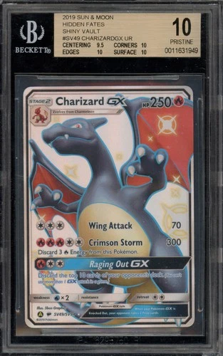 Pokemon Charizard GX Hidden Fates Full Art #SV49 BGS 10 Pristine