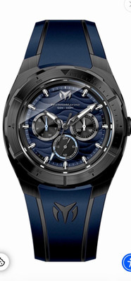 TechnoMarine Men's Quartz Chronograph 45mm 100m Blue/Black Silicone Strap
