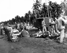 Wounded Troops Await Transport Guadalcanal World War II WWII WW2 8x10 Photo 759c