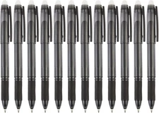 Black Erasable Gel Pens, 0.7Mm Fine Point, 12Pk W/ Eraser, Smooth Writing