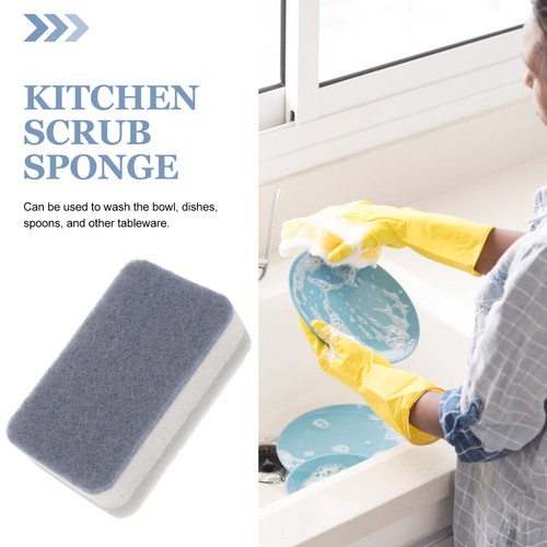 10 Pezzi Spazzola Bifacciale Spazzola Cucina Scrub Spugna Piatti Ciotola Spugne - Foto 7 di 11
