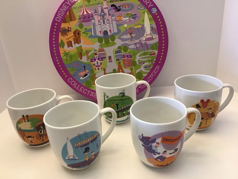 Disneyland 50th Anniversary SHAG Collectible Coffee Mugs w/Graphic Box Josh Agle