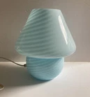 Vintage 1970s Italian Murano Glass Table Lamp Vintage Swirl Mushroom Vietri
