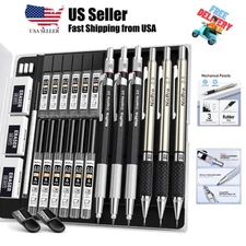 6PCS Art Mechanical Pencil Set, 3PCS Metal Drafting Pencil 0.5 mm & 0.7 mm & ...