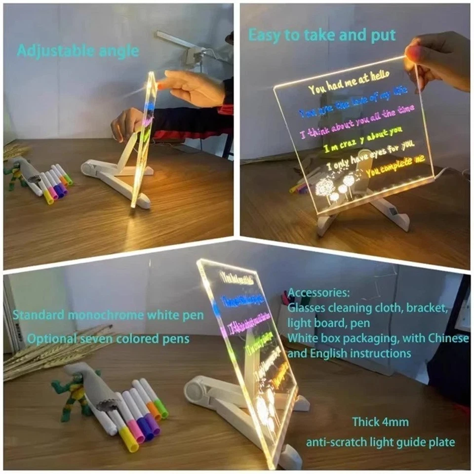DIY Luminous Acrylic Desktop (30x20cm) 7 Pins, Kids Paintboard Lamp - Image 3 of 4