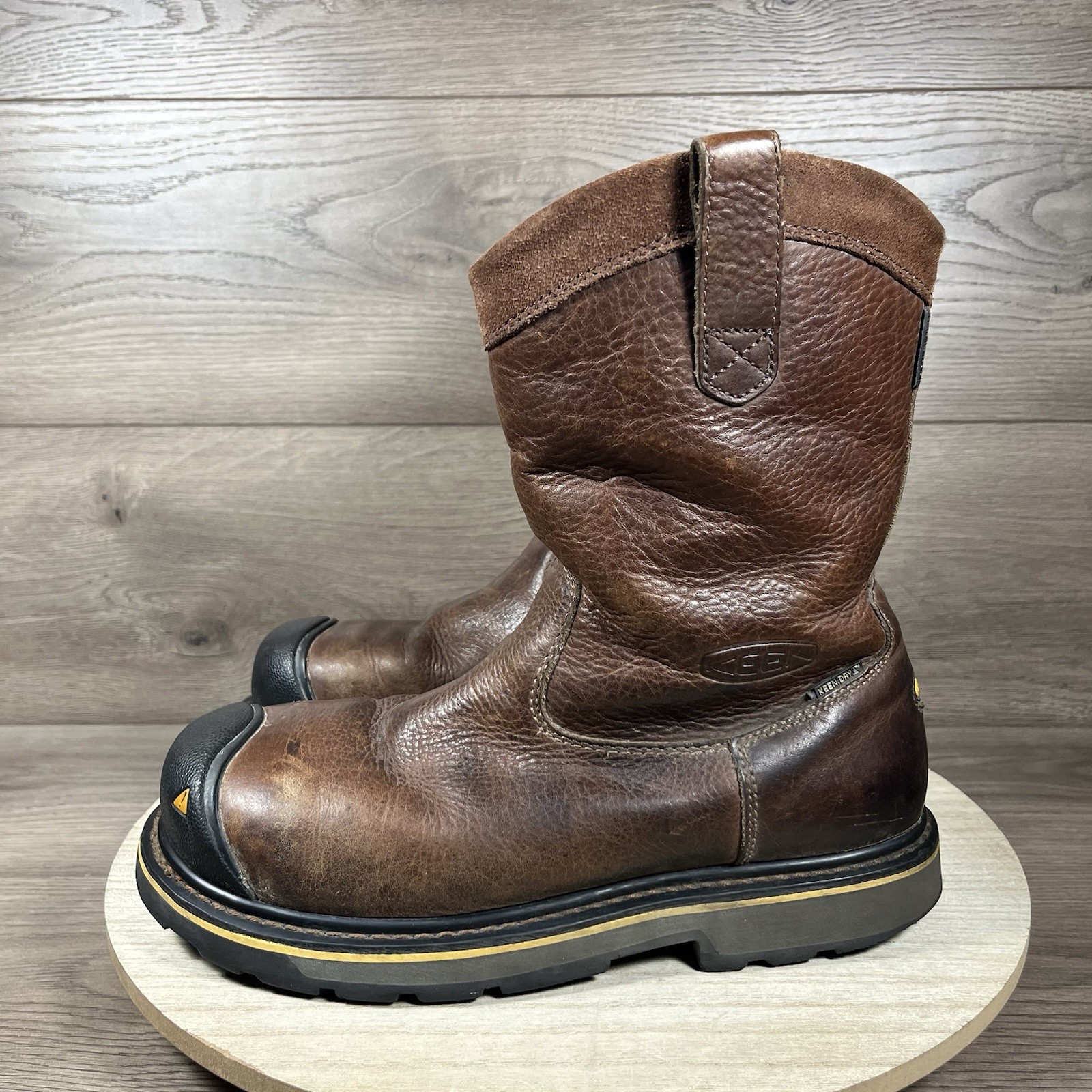 Stivali di sicurezza Keen Utility Dallas Wellington in pelle da uomo taglia 8 5
