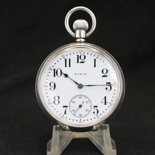 Fantastic Condition Fully Serviced Sterling Silver Elgin 17 Jewel Pocket Watch