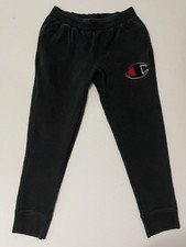 Vintage Champion Reverse Weave Black Sweatpants L Joggers Thick Cotton LOGO