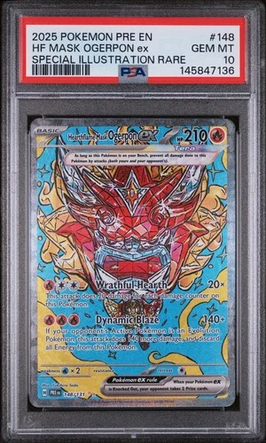 2025 POKEMON PRE EN-PRISMATIC EVOLUTIONS #148/131 HF MASK OGERPON ex SIR PSA 10