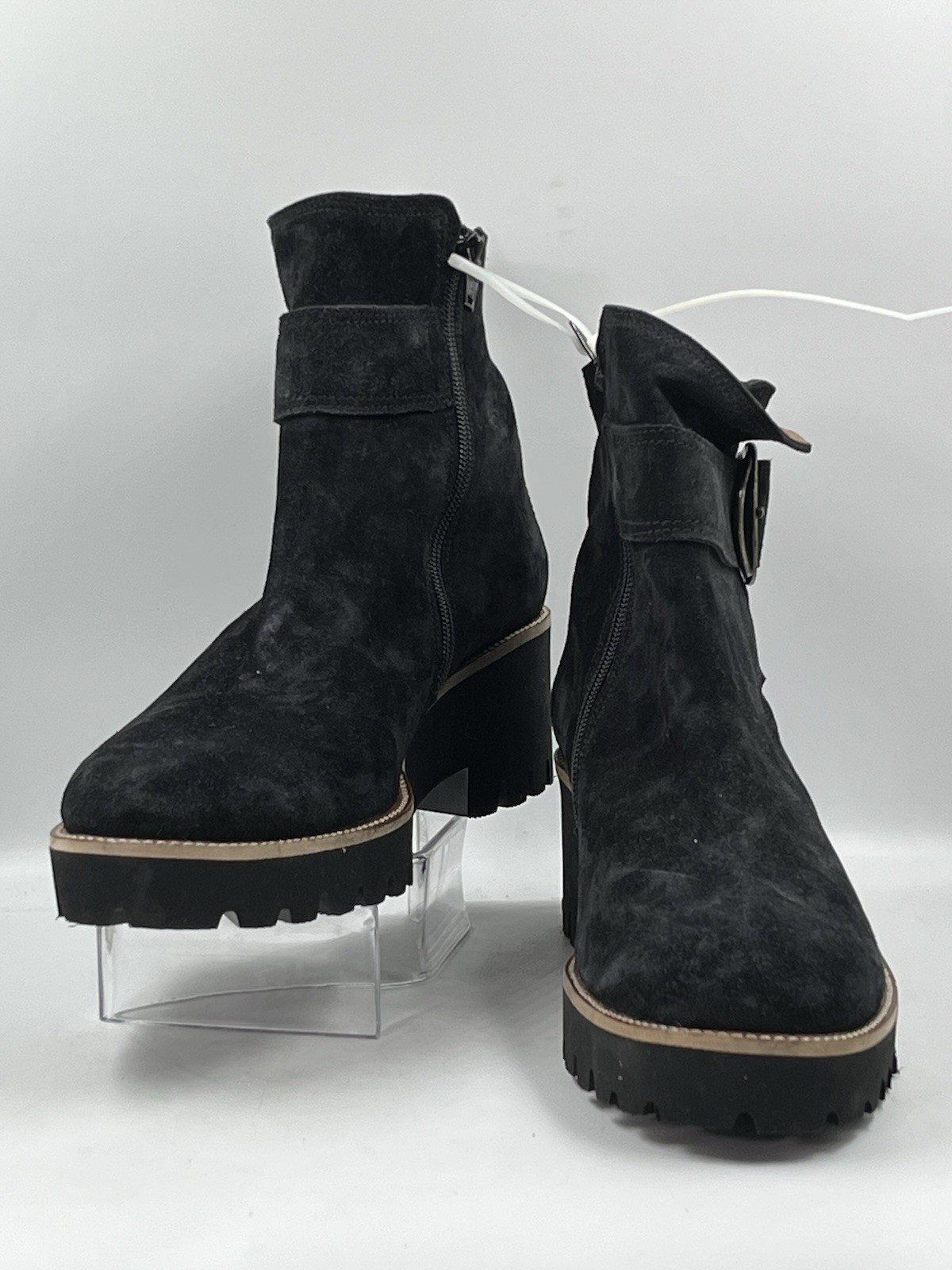 SAOLA Stivaletto donna Paul Green nero scamosciato fibbia ottone suola a strappo taglia US 8 5M