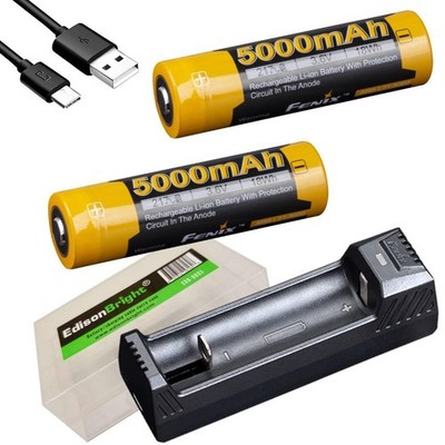 2 pack Fenix ARB-L21-5000 rechargeable 5000mAh Li-ion battery w/Charger PD36R