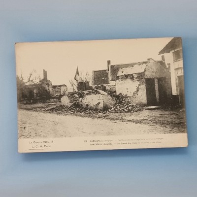 Ramscappelle Postkarte um 1915 1. Weltkrieg Schlacht bei Yser französische Flagge Ruinen Belgien