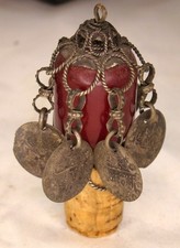 VINTAGE HANDMADE ART CORK BOTTLE TOPPER DECANTER LID STOPPER