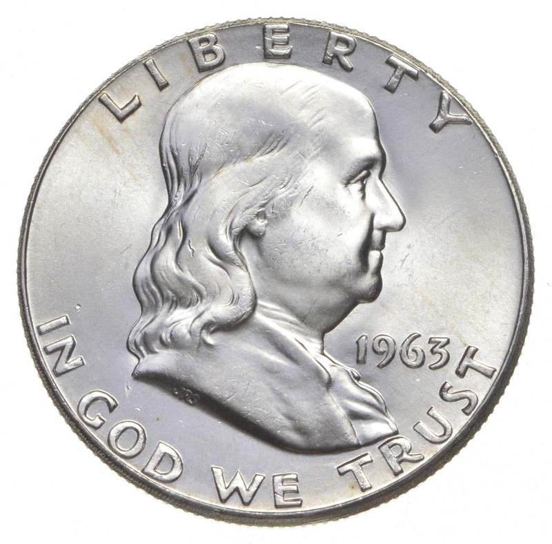 Choice Unc 1963-P Franklin Half Dollar Gem BU From Original Roll *0271