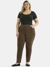 Terra  Sky Women's Straight High Rise Jeans, Color: Leopard, Sizes 16W-26W