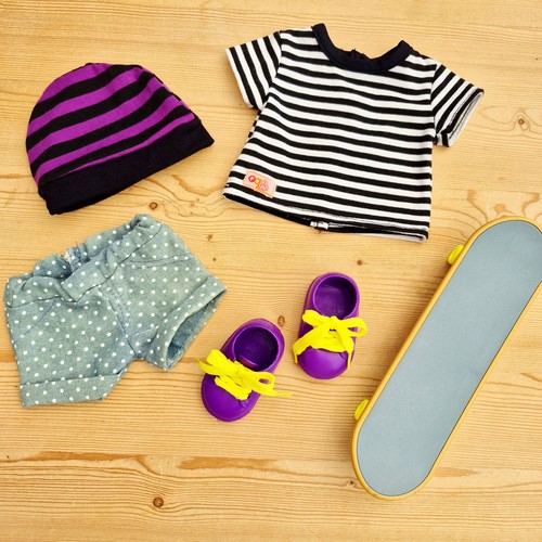 UNSERE GENERATION 18 Zoll Puppe THATS HOW I ROLL Skateboard Outfit Kleidung