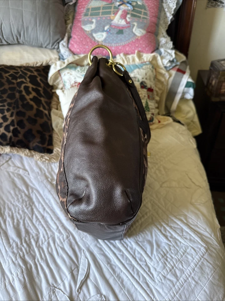 Coach F24896 Park Ocelote Cuero Leopardo Cadena Eslabón Grande Hobo/Tote $598 ¡Raro!! Foto 4 de 4