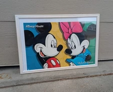 Vintage 90s Mickey Minnie Mouse Disney Art Poster At A Glance Day Dream Framed