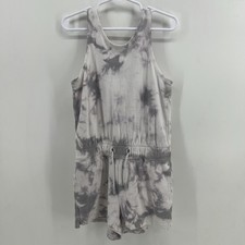 Athleta Girl Tie Dye Romper Jumpsuit Drawstring Waist Pockets Gray Size XS/6