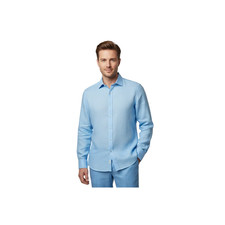 Men INSERCH premium Soft Linen Breathable 2pc Walking Leisure suit LS29116 Blue