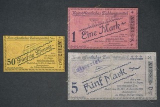 3x Bad Colberg POW KGL: 50 Pfennig und 1 5 Mark 21.9.1915 | Leinen