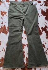 Lee Cords Flare high waist Corduroy Pants Green 90s retro sz 34x33 NWT Cotton