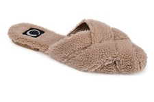 Journee Collection Sereena Women  s Tan Faux Fur Slippers Size 10