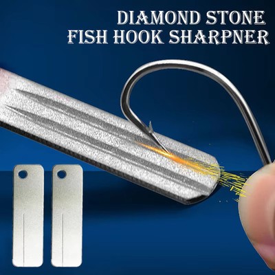 Fish Hook Sharpener Diamond Stone Double Sided Portable Pocket Fishing Tool