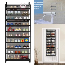 30 Pairs Over Door Shoe Rack Wall Hanging Closet Organizer Storage Stand Black