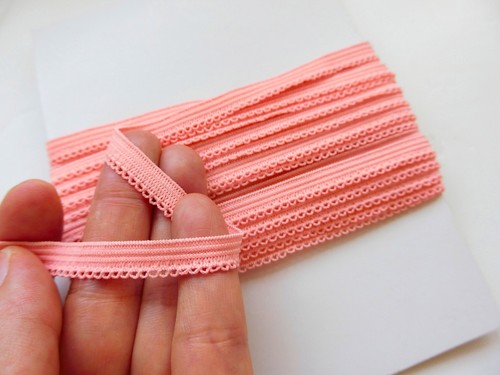 22.5M Peach Coral Knicker Underwear Lingerie Elastic 8mm Scalloped Loop Edge - Picture 3 of 12