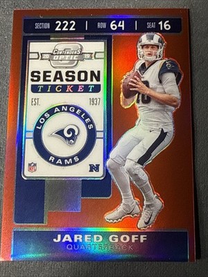 2019 Panini Contenders Optic - Season Ticket Jared Goff #86 Red Prizm /199