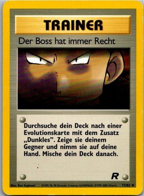 Pokémon Der Boss hat immer Recht 73/82 Team Rocket 1995 Deutsch