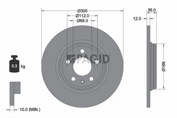 2x PAGID Disque De Frein Plein Ø300mm Pour Audi A4 Avant 8W5 B9 8WD Q5 FYB - Photo 1/1