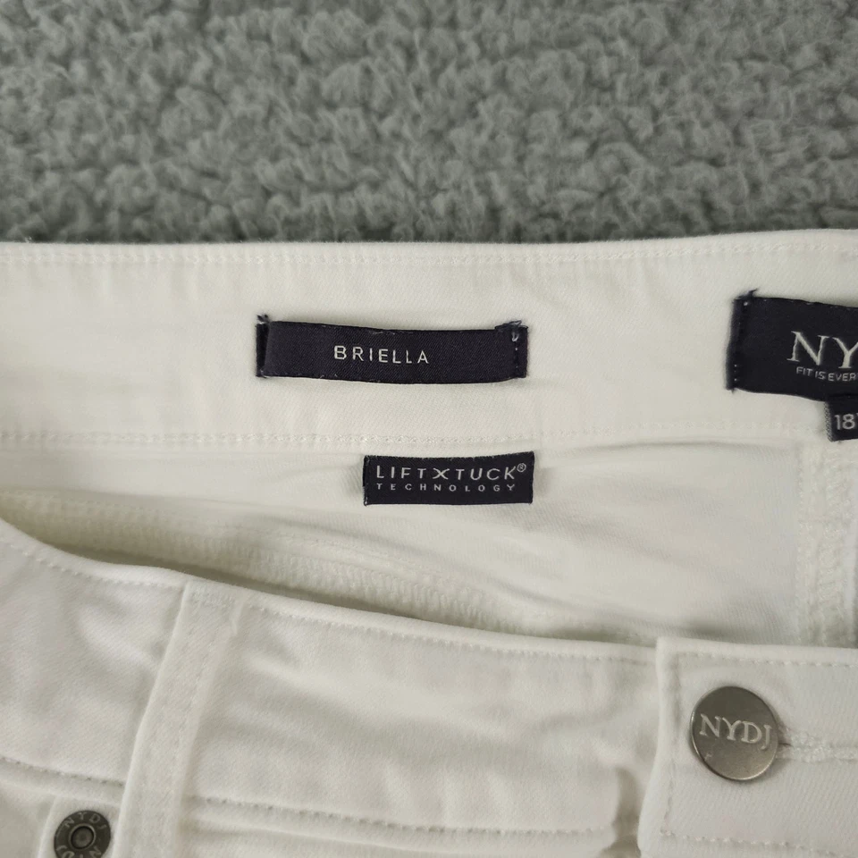 Pantalones Cortos NYDJ Jeans Para Mujer 18W Plus Blanco Briella Puños Elastizados Denim Informales 11" Foto 4 de 4