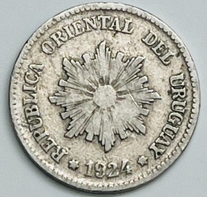 1924 Uruguay 2 Centesimos KM# 20 Circulated Condition