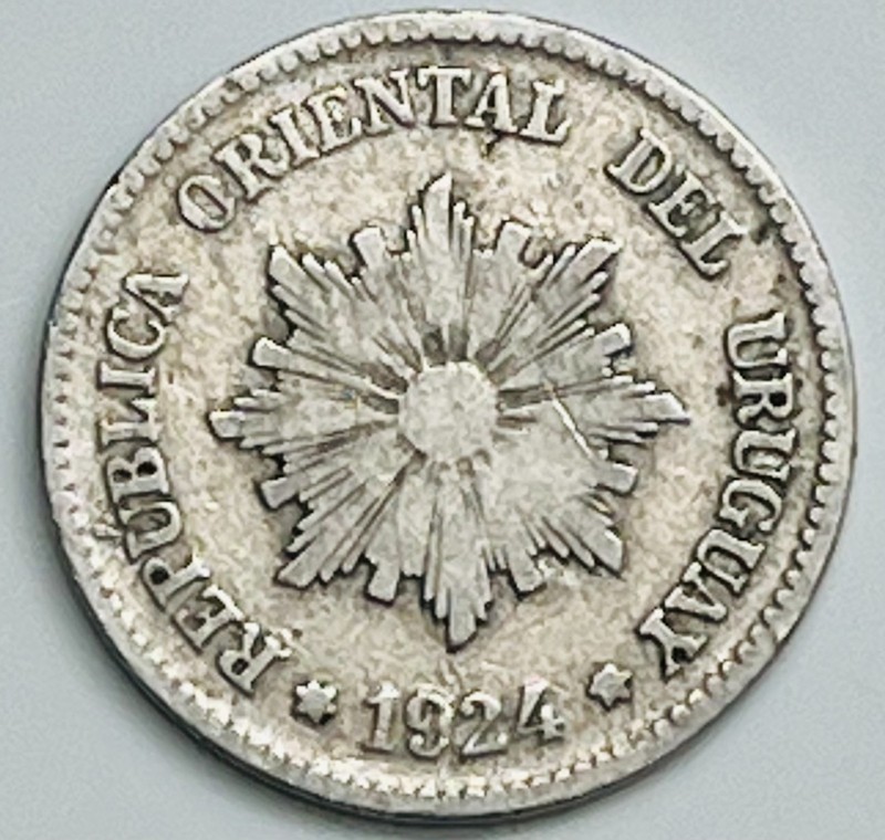 1924 Uruguay 2 Centesimos KM# 20 Circulated Condition