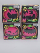 Nee Doh Jack-Glow Jack-O-Lantern Squish Squeeze Toy, Glows in Dark, 3