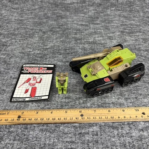 Vintage G1 Transformers 'Hardhead w/ Duros' Action Figure - 1987 - near complete