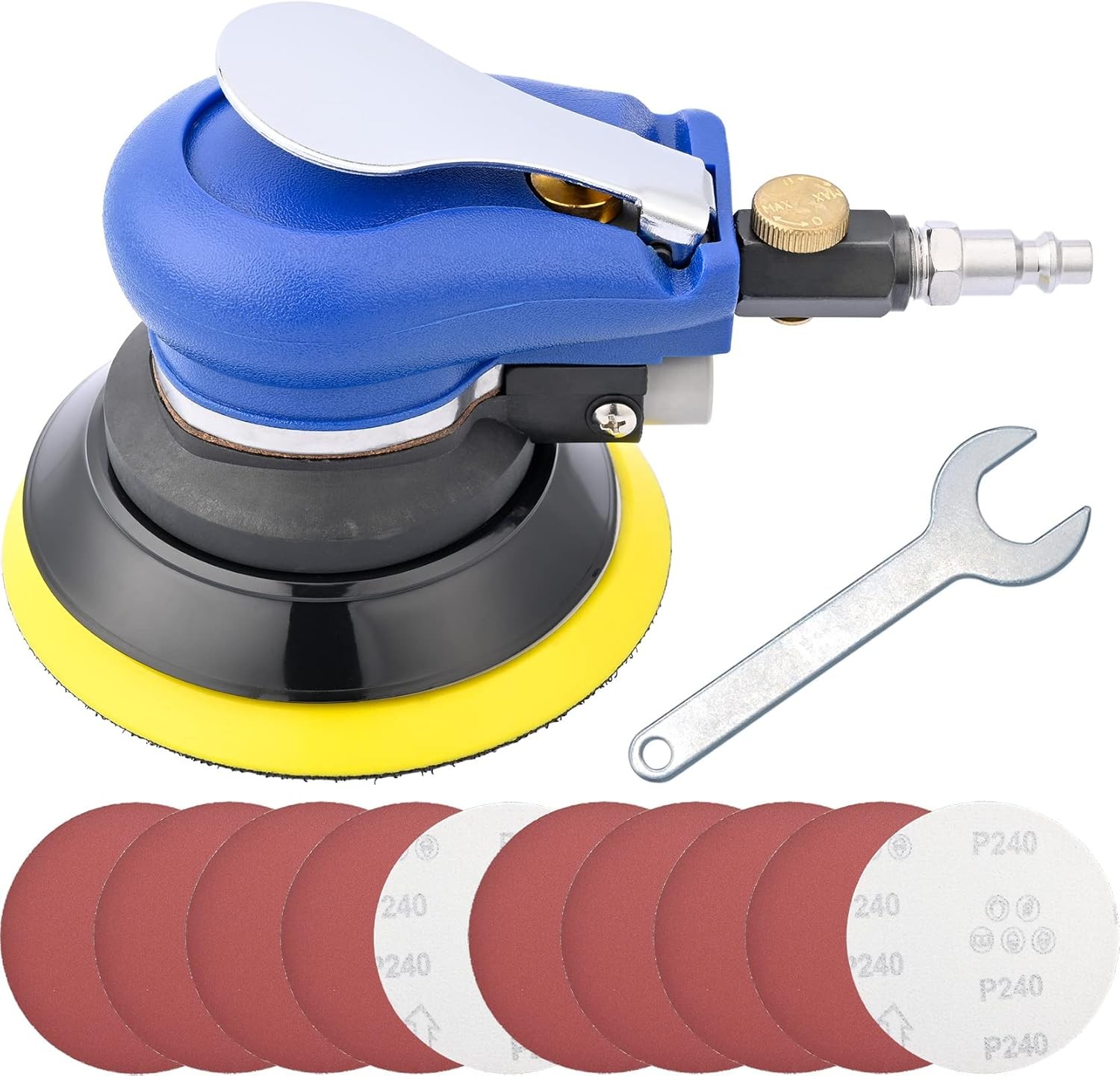5 Inch Air Random Orbital Sander, Pneumatic Palm Sander Tool