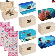  UMILKI 8 Pcs Mini Schatztruhe Holz, Mini Schatzkiste mit Deckel, 9*5.5*5.2cm 