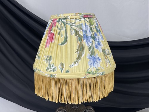 De Colección Par 2 Tonos de Lámpara de Mesa Boudoir 10" Floral Azul Rosa Amarillo Flecos Uno Deslizable - Imagen 7 de 23
