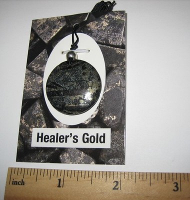 27mm POLISHED NATURAL HEALER'S GOLD (PYRITE & MAGNETITE) CORED DISC PENDANT *1