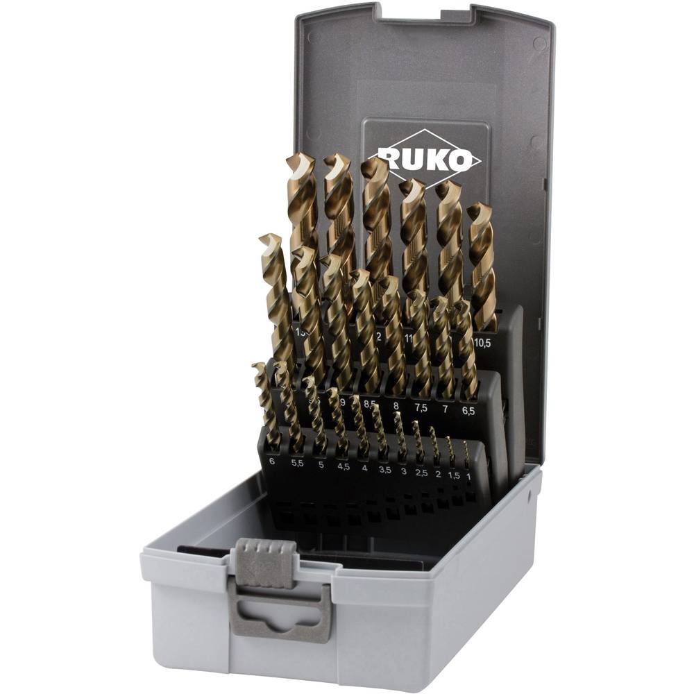 Jeu de forets pour le métal RUKO 228215RO HSSE-Co 5 coffret 25 pièces mèche hélicoïdale acier hss