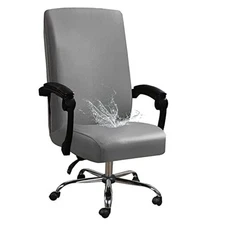  Waterproof Office Chair Cover PU Leather Computer Seat Covers Large Grey