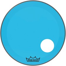 Remo Powerstroke P3 Colortone Blue Resonant Bass Drum Head 5" Offset Hole 24 in.